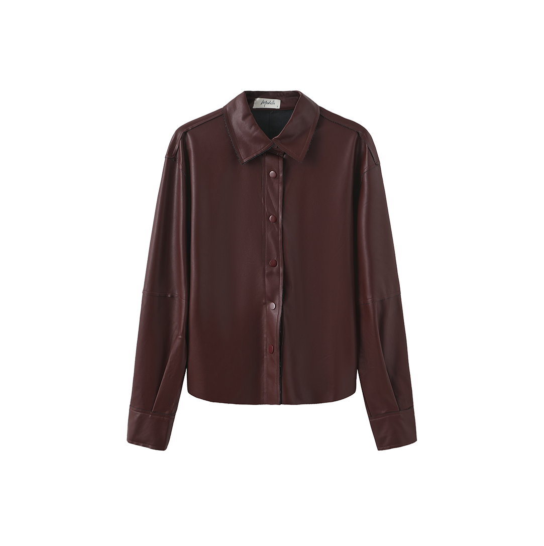 Burgundy Leather Blouse