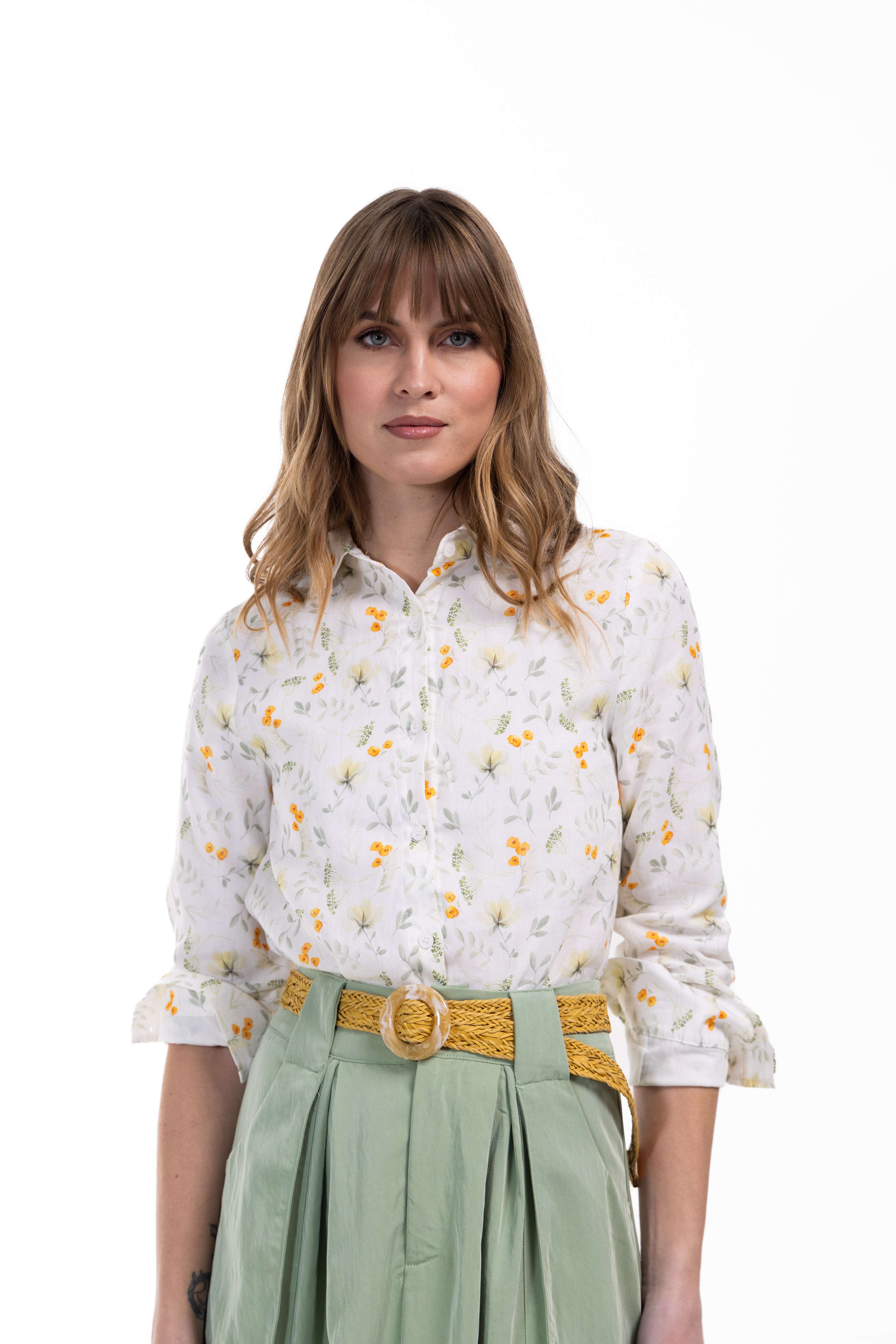 Printed Floral Blouse W-19745