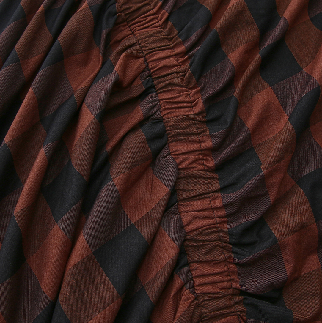 Elastic Seam Plaid Skirt