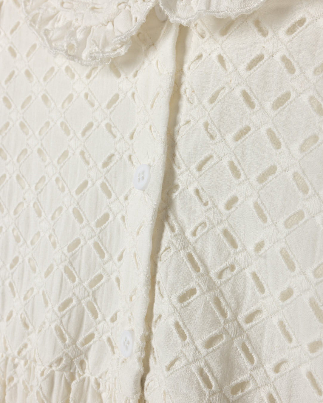 Eyelet Tiered Collared Dress