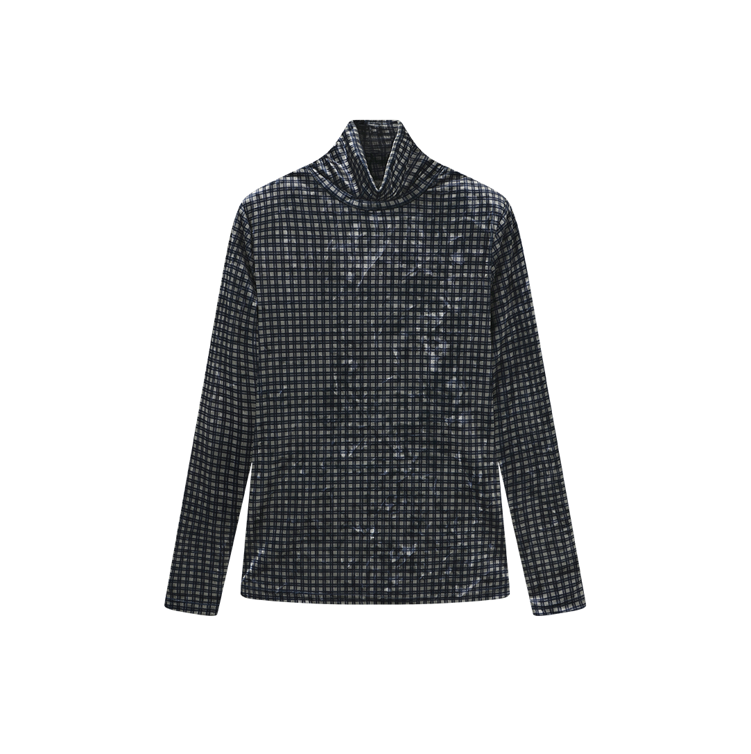 Velor Plaid Turtleneck