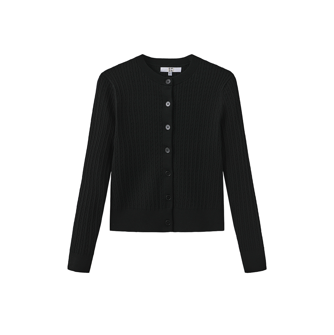 Button Down Cable Knit Cardigan