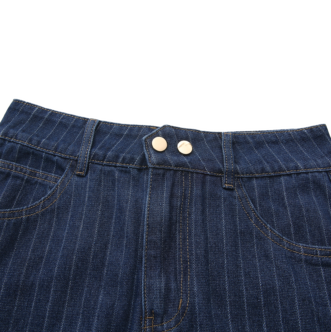 Denim Pinstripe Maxi Skirt