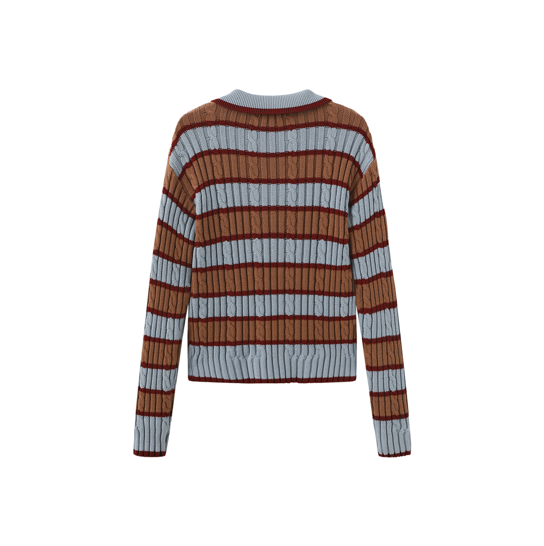 Stripe Knit Polo Shirt
