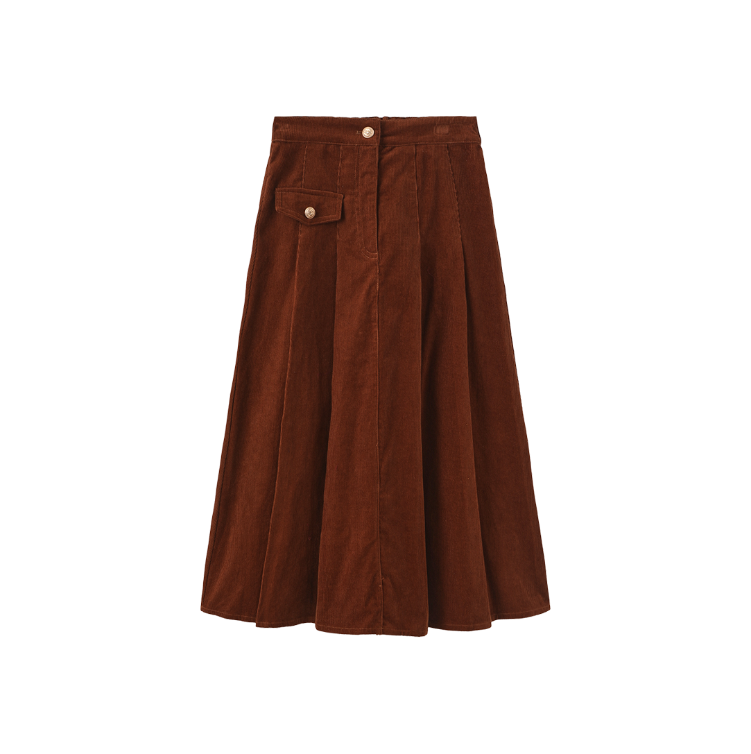 Scotch Corduroy Single Pocket Midi Skirt