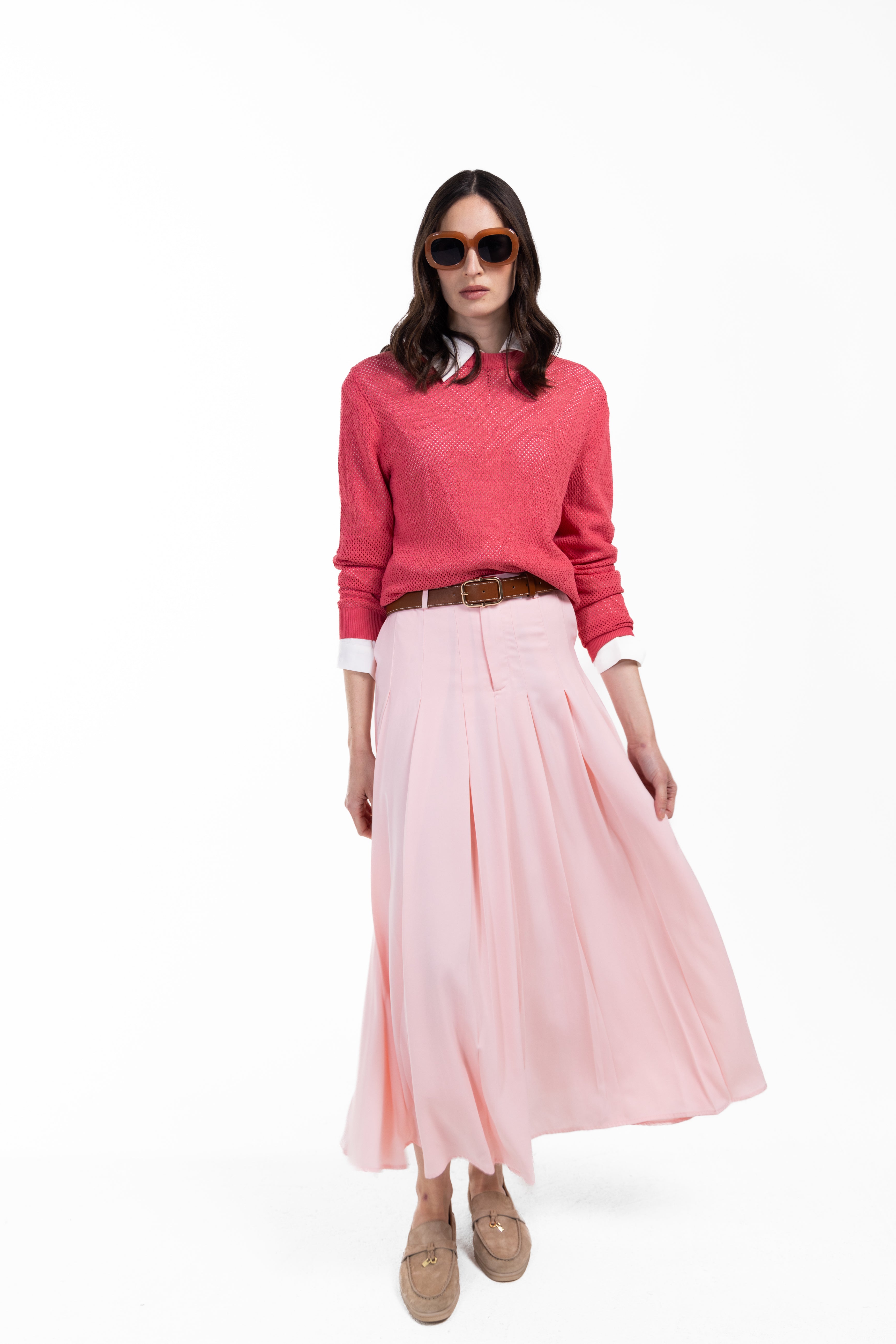 Box Pleat Maxi Skirt W-18429