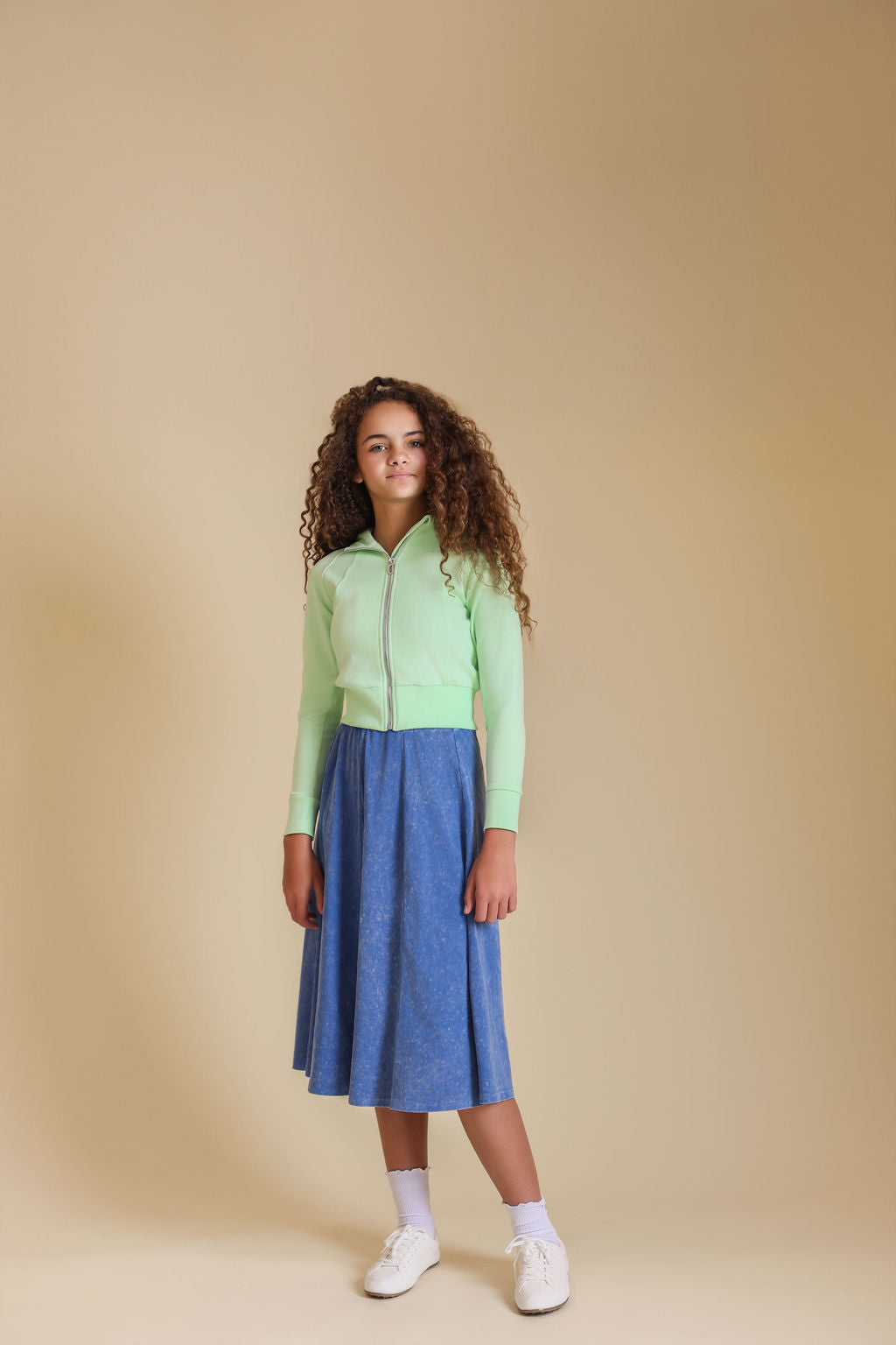 Mineral Wash Panel Flyfront Skirt - Junees