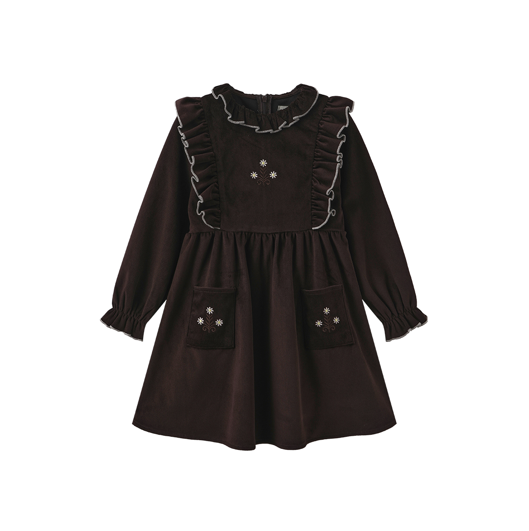 Lino Ruffle Trim Dress