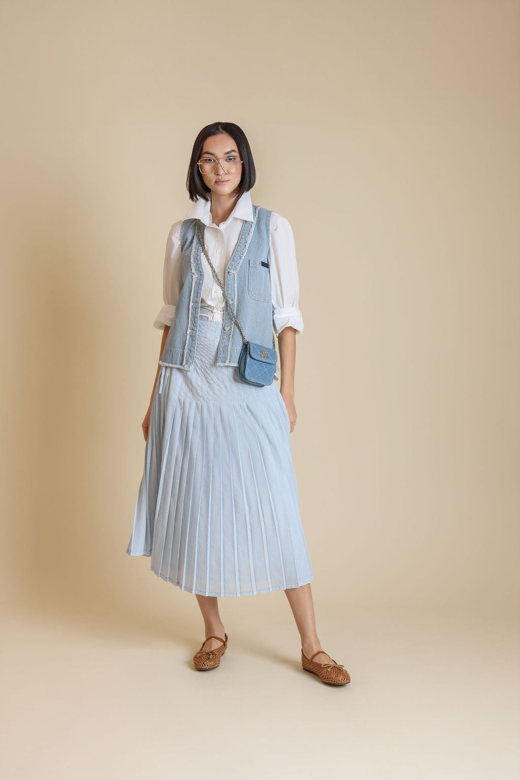 Checked And Striped Skirt - Junees