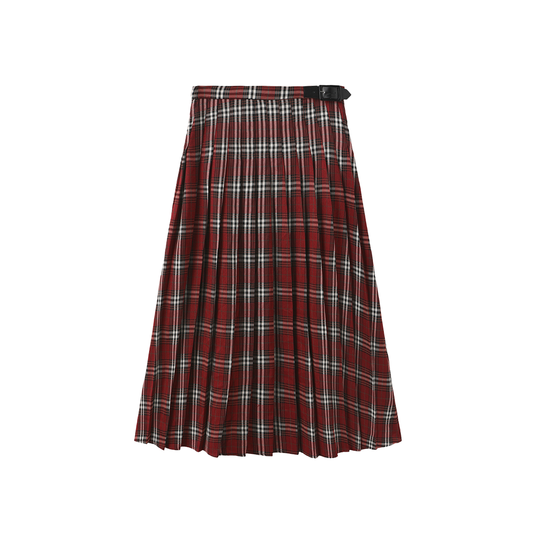 Buckle Pleated Woven Skirt