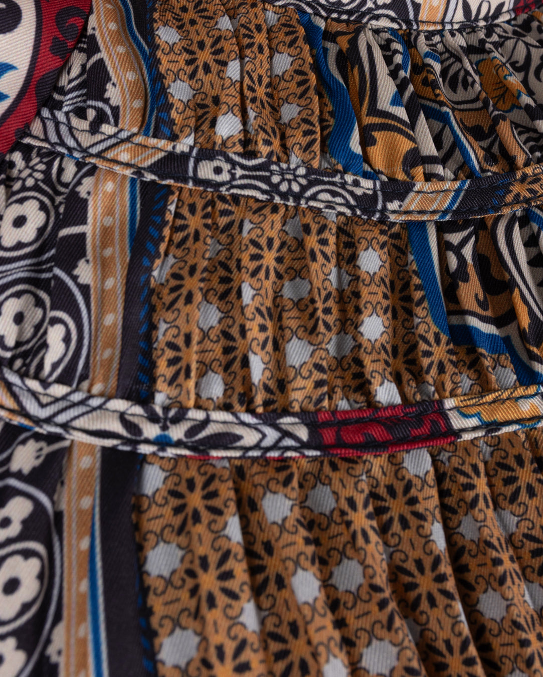 Abstract Printed Waisted Dress W-21281