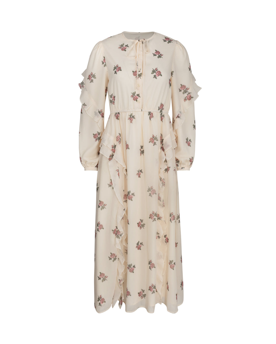 Ruffle Neck Tie Dress