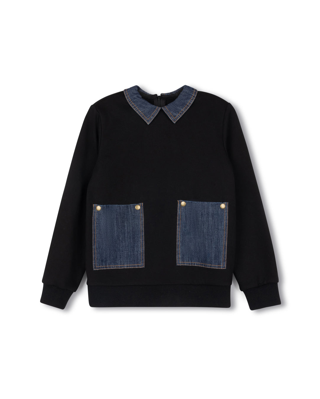 Denim Collar Sweatshirt
