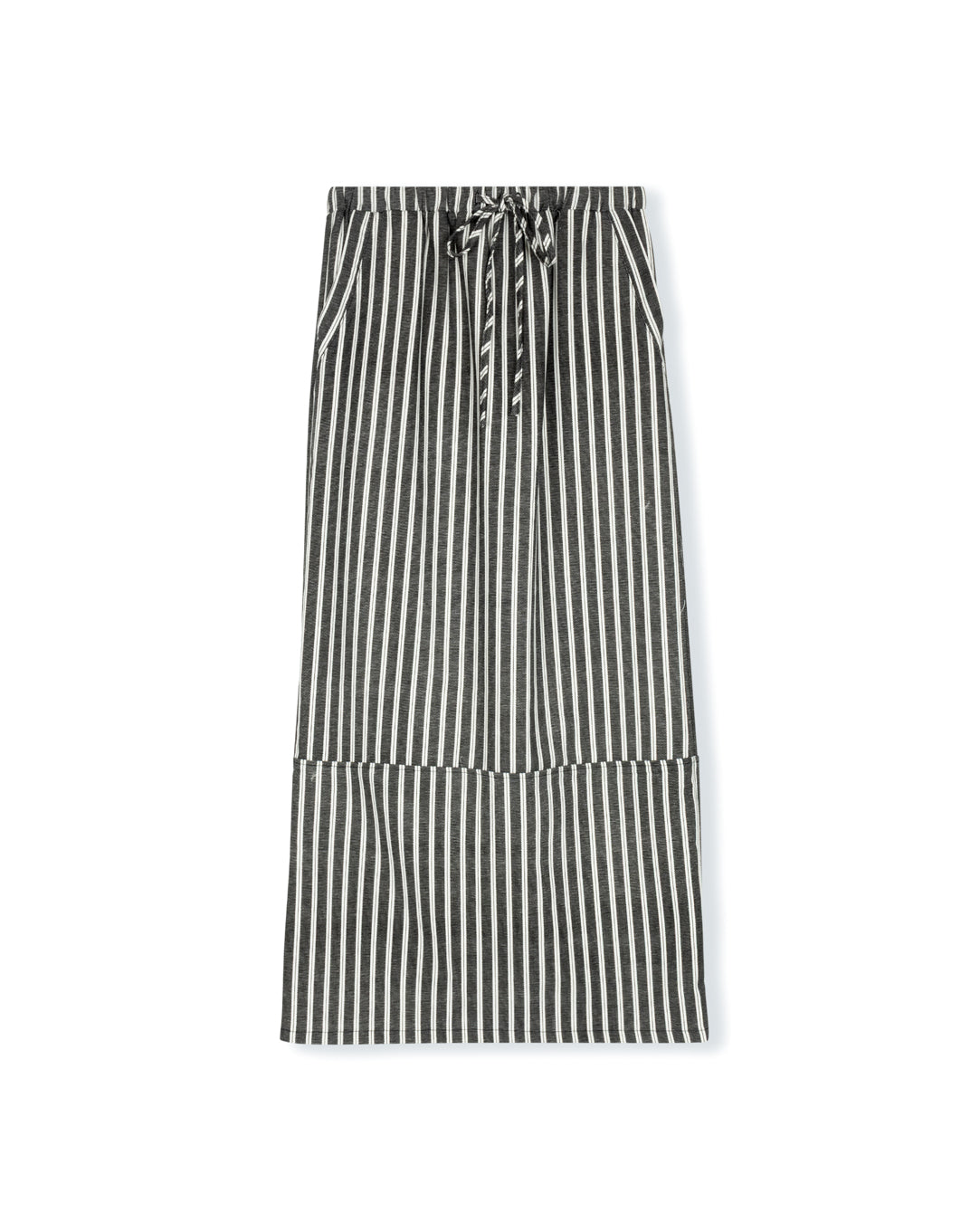 Striped Straight Drawstring Skirt