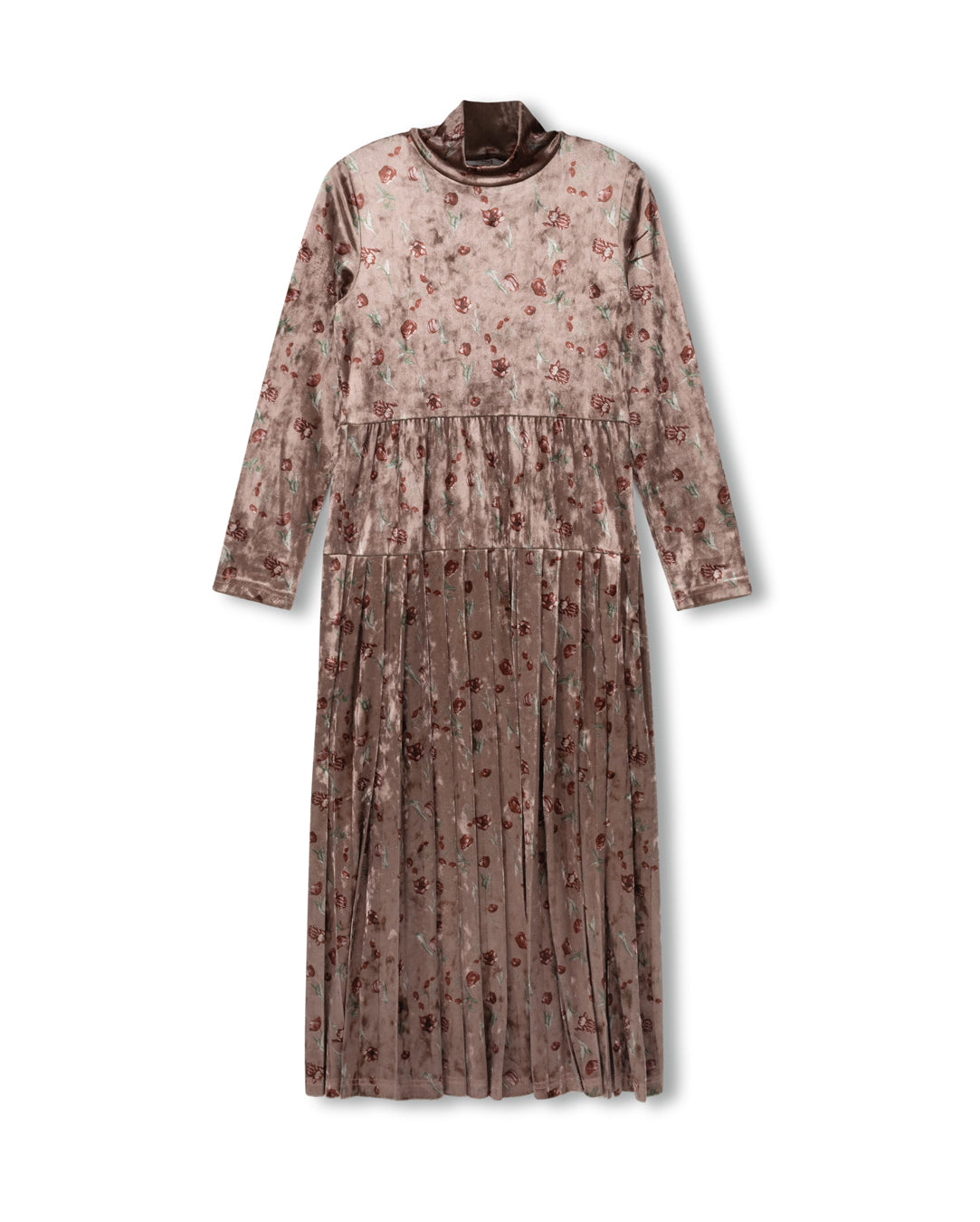 Velour Printed Turtleneck Dress C-22128