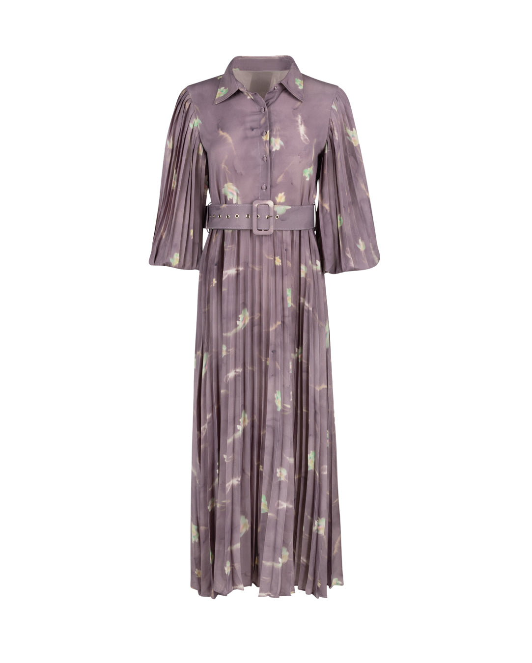 Belted Pleated Dress W-17909