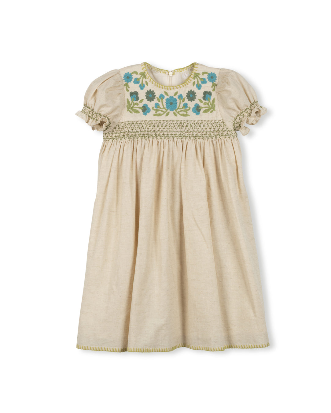 Smocked Embroidered Baby Doll Dress