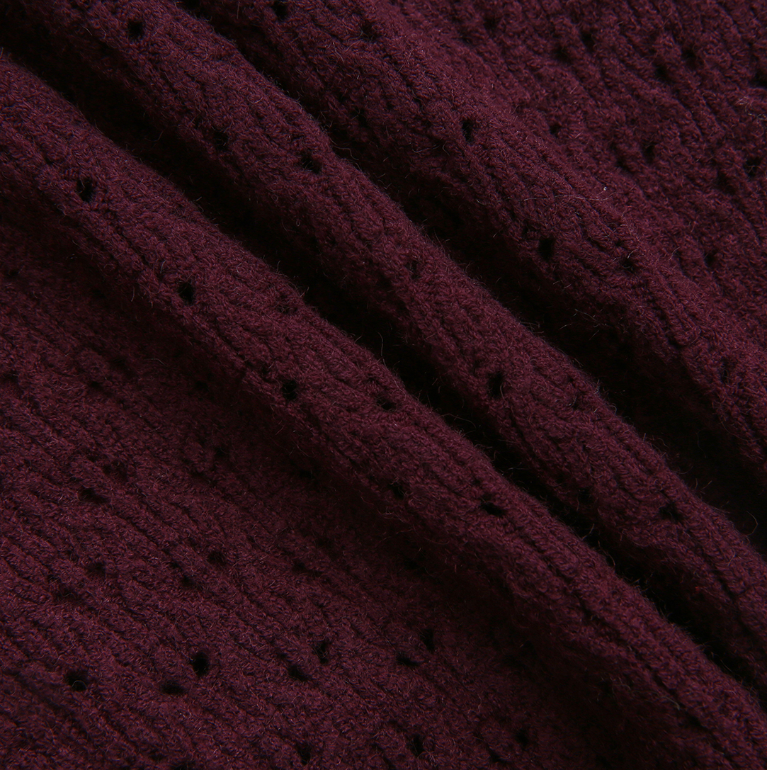 Pez Pointelle Contrast Knit Collared Sweater