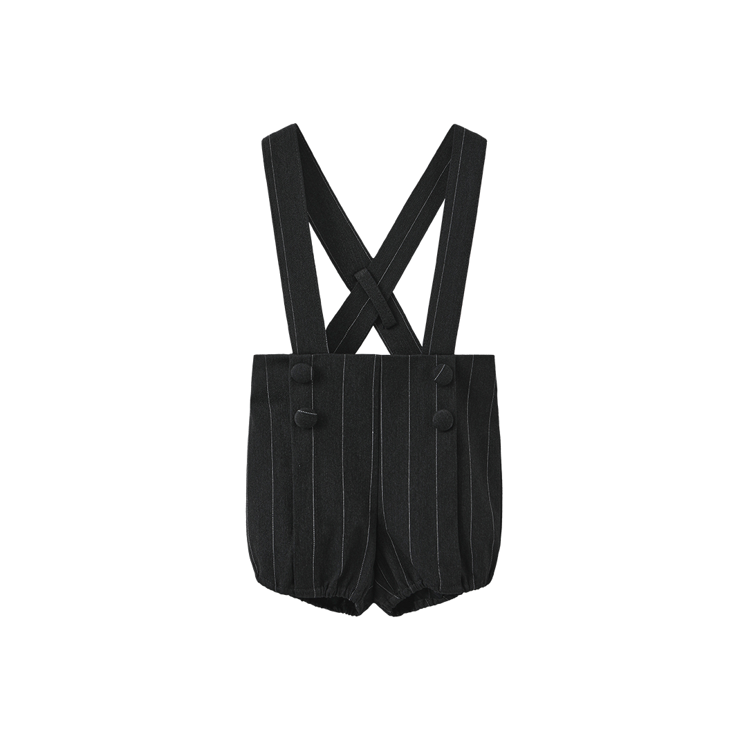 Pinstripe Suspender Shorts With Tee