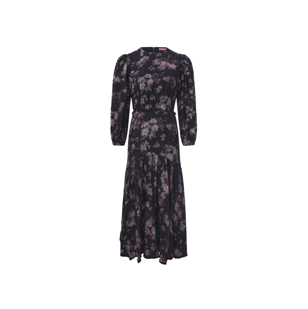 Tiered Rounded Seam Floral Dress