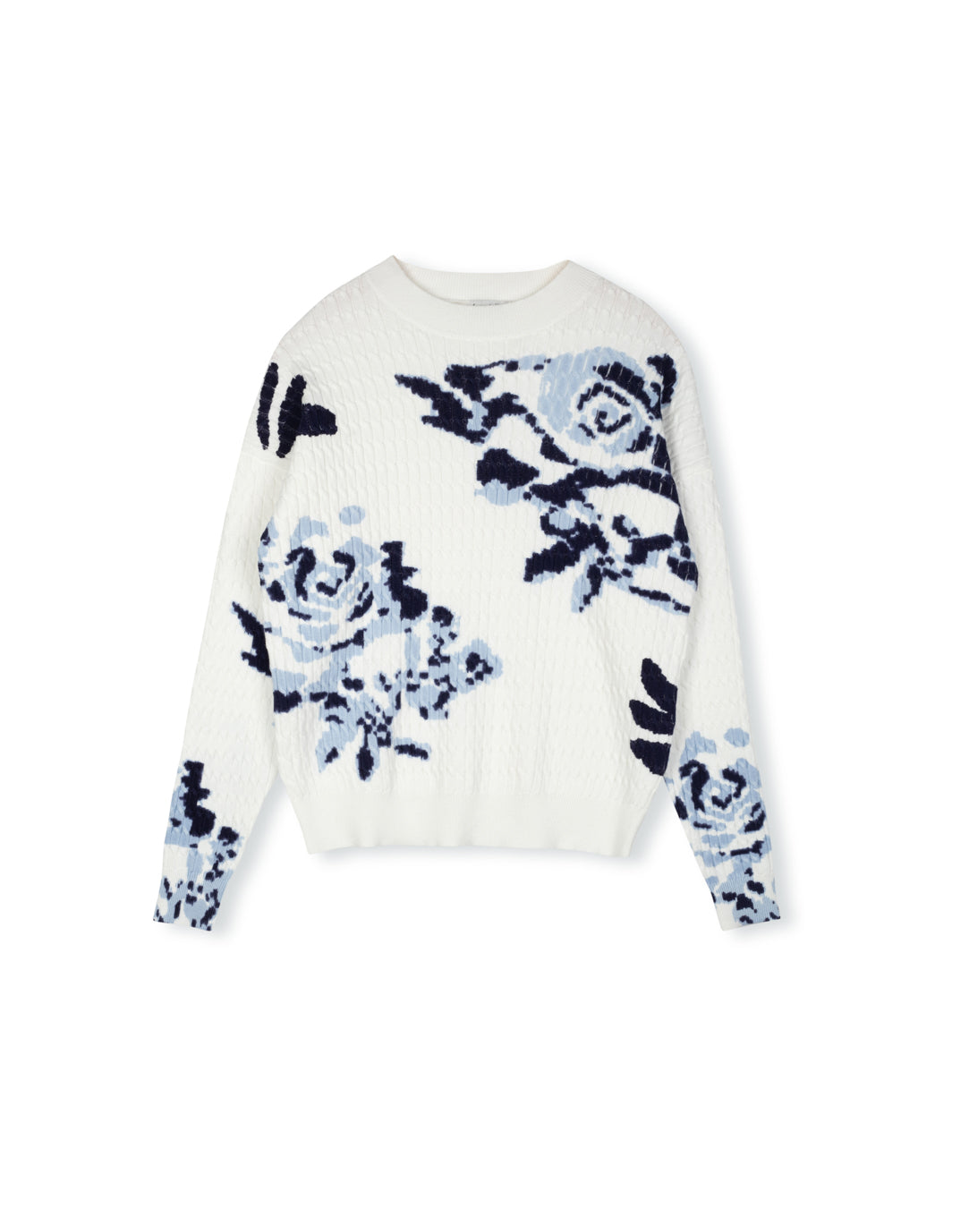 Big Flower Cable Knit Sweater - Junees