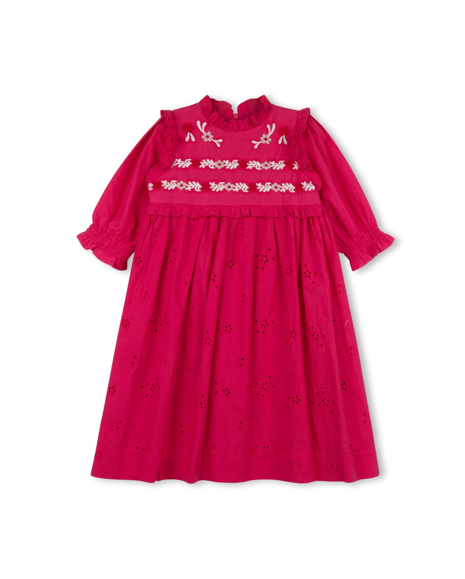 Eyelet And Embroidered Detail Dress - Junees