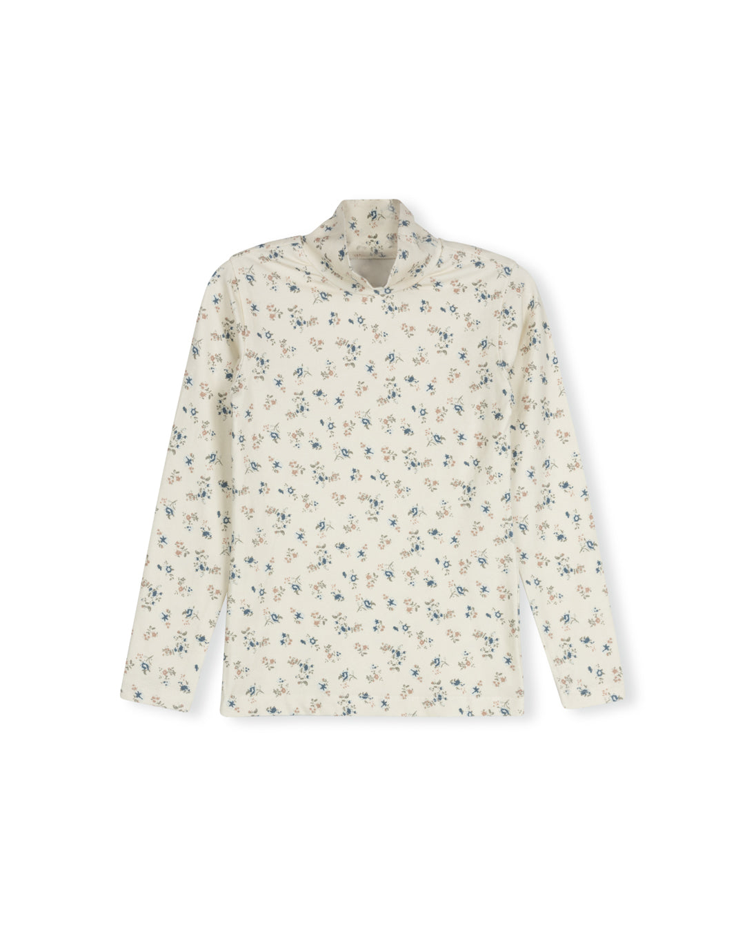 Quilted Floral Print Turtleneck