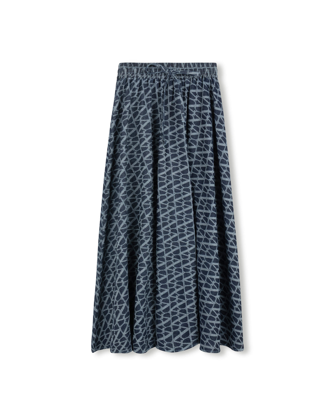 Textured Denim Drawstring Skirt - Junees
