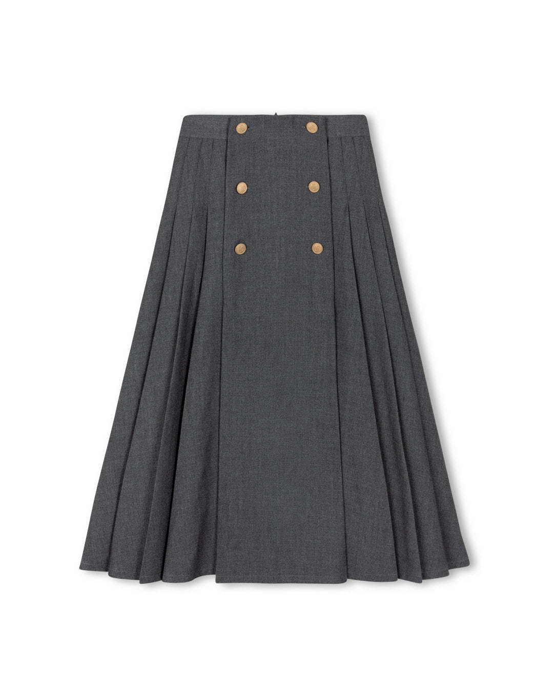 Adele Wool Double Button Pleated Skirt C-21171
