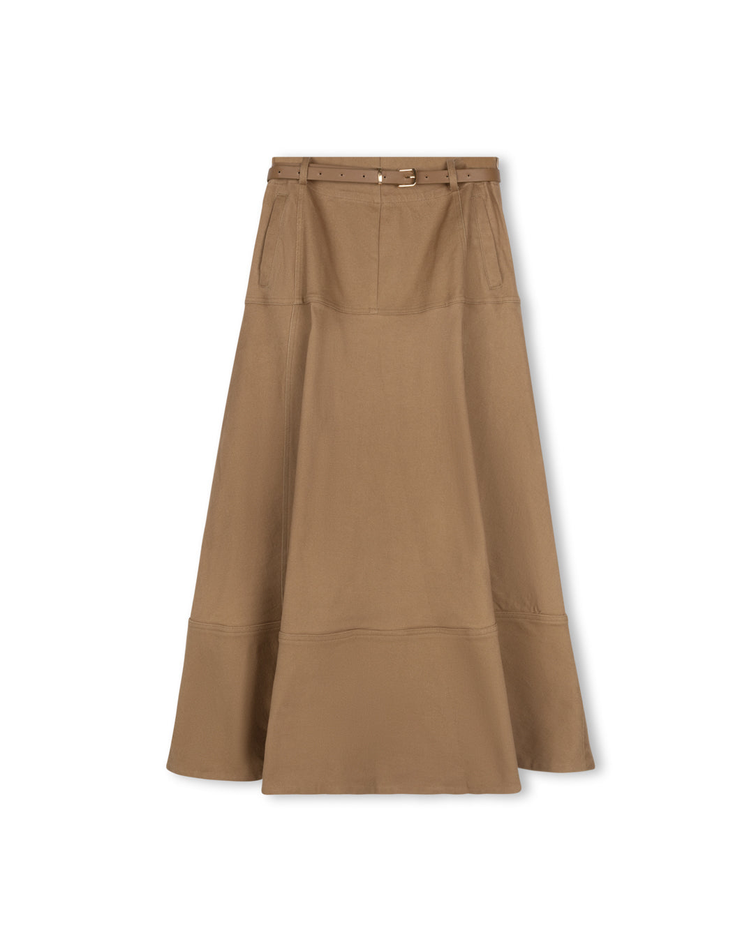 Drop Seam Paneled Denim Skirt