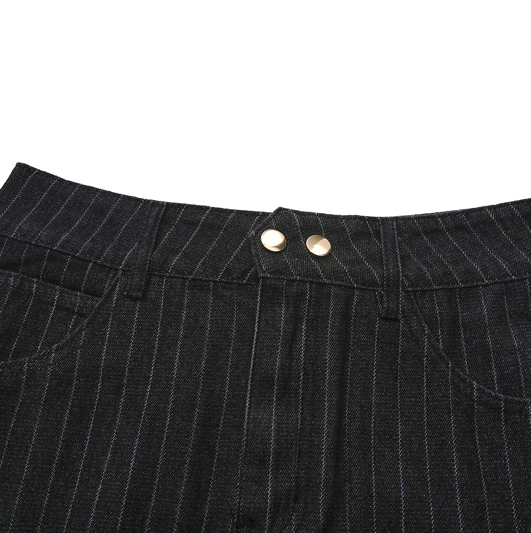 Denim Pinstripe Maxi Skirt