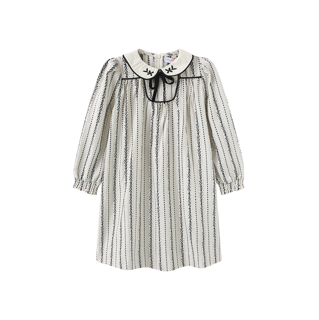 Piped Collar Printed Dress