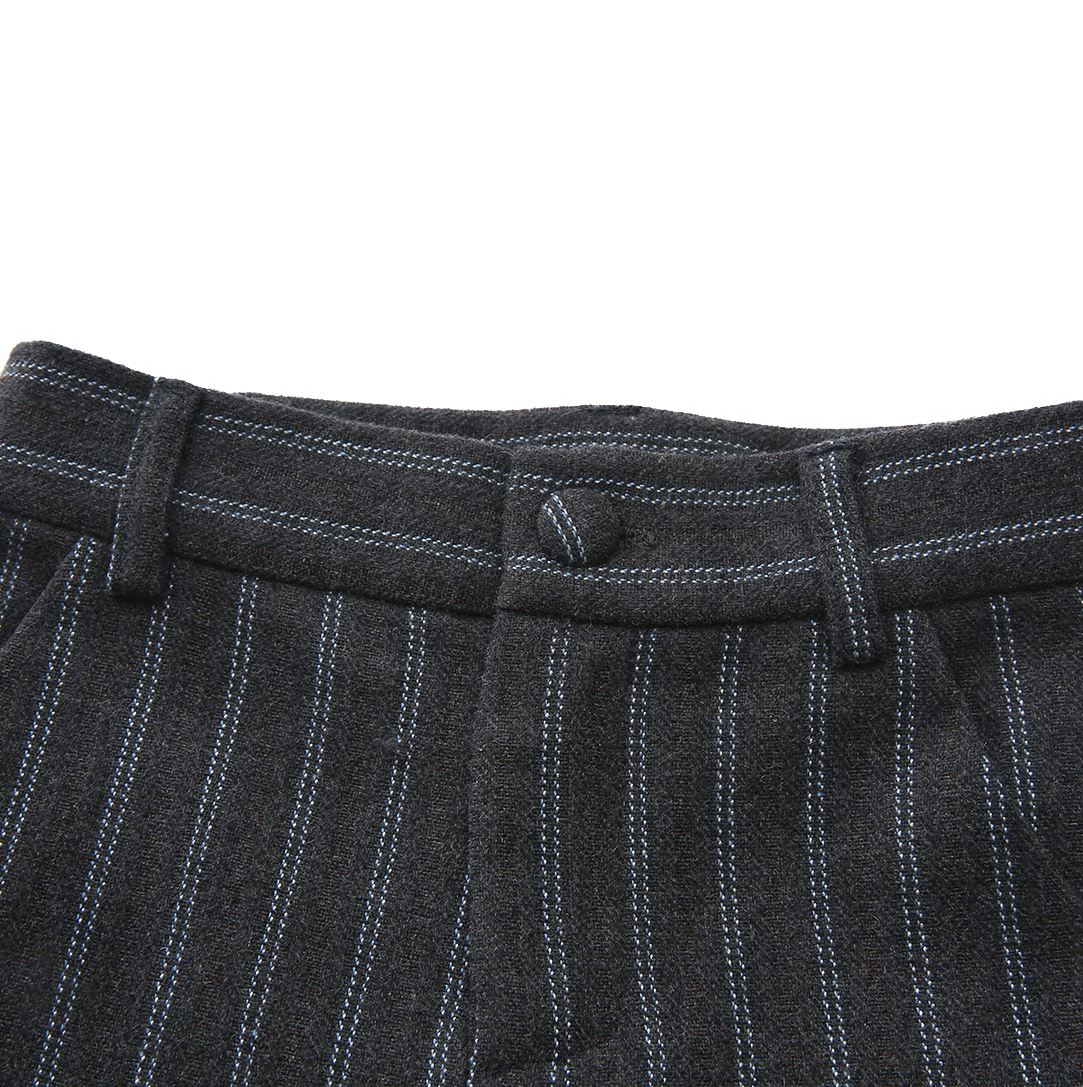Round Pinstripe Wool Pants