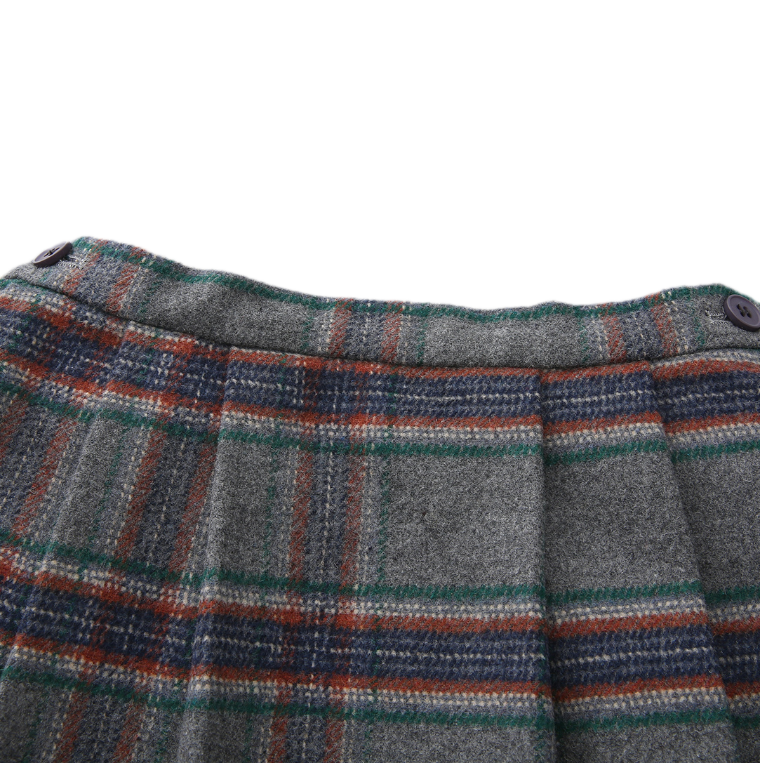 Fink Plaid Wool Skirt