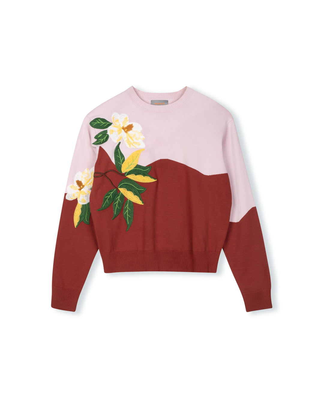 Two Tone Heavy Flower Sweater - Junees