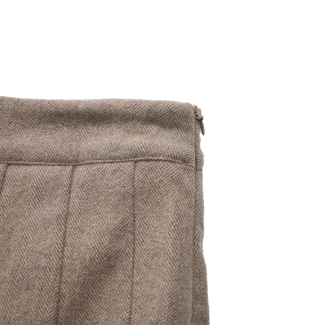 Wool Side Pleated Skirt