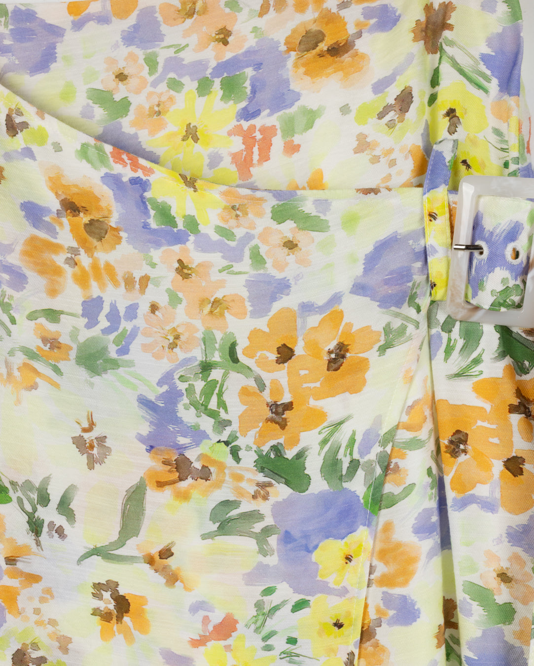 Floral Printed Button Wrap Skirt - Junees