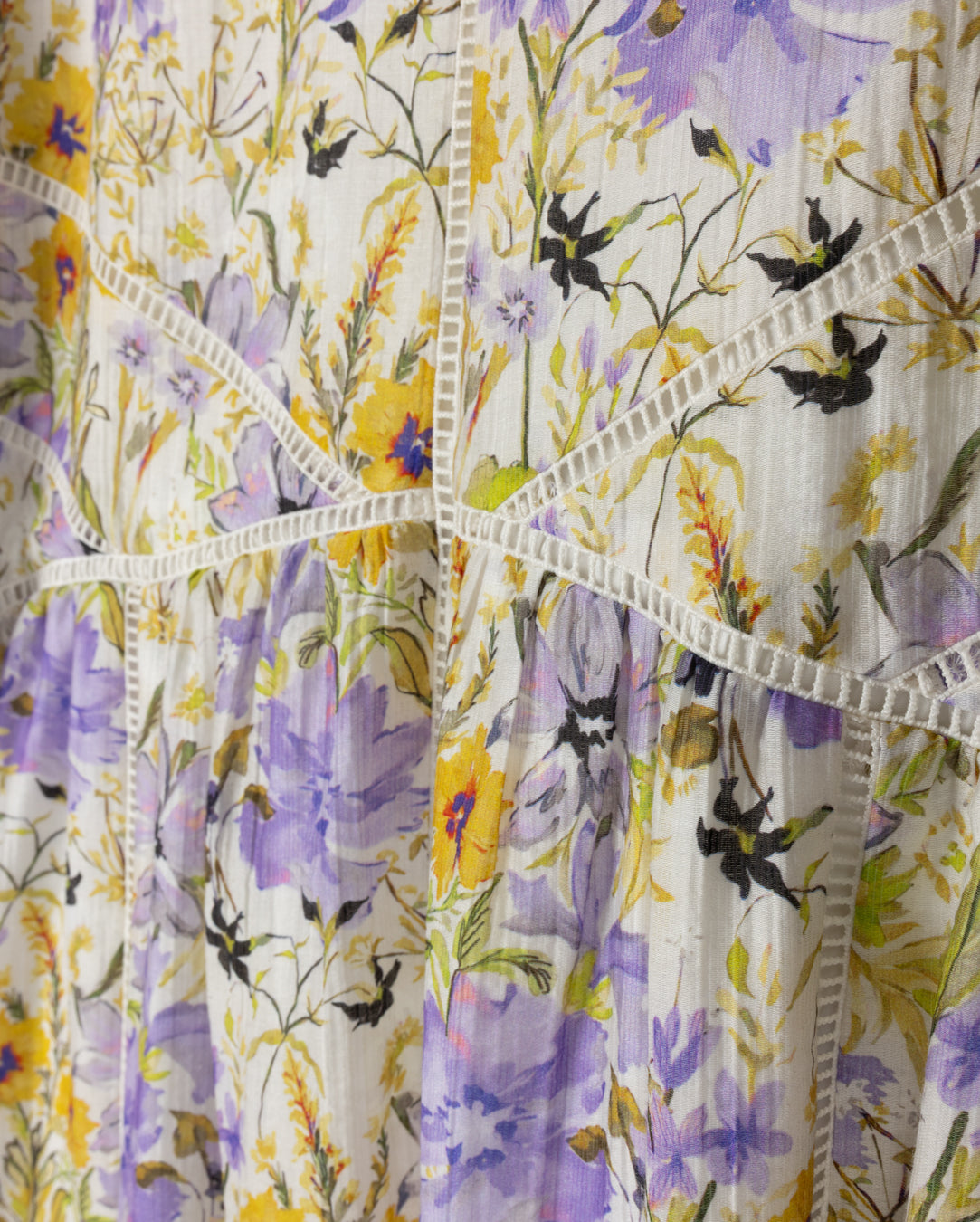 Square Fabric And Floral Midi Dress