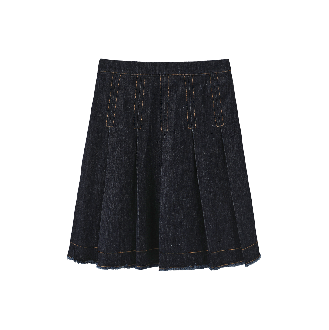 Denim Neat Pleat Skirt