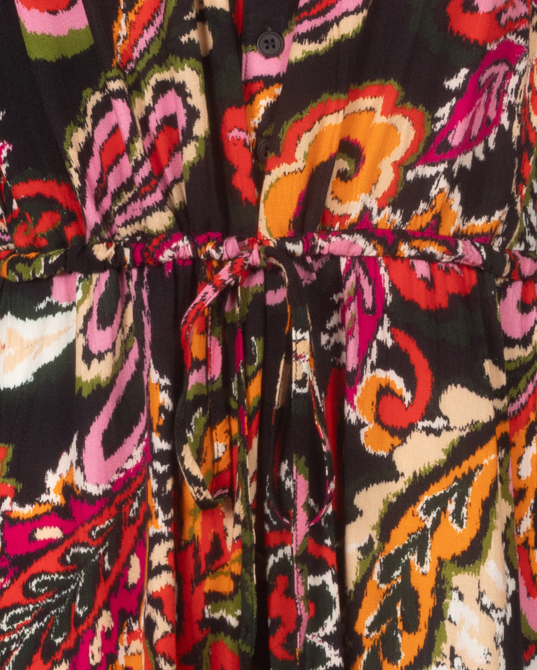 Drawstring Printed Waisted Dress