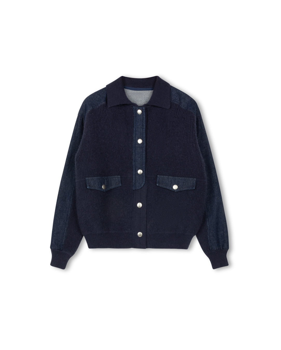 Knit and Denim Contrast Jacket
