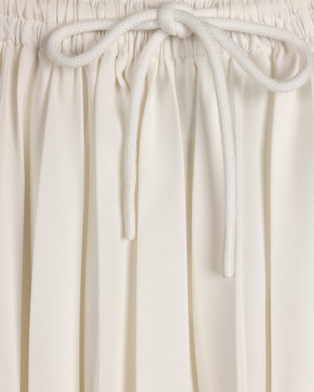 White Drawstring Pleated Skirt