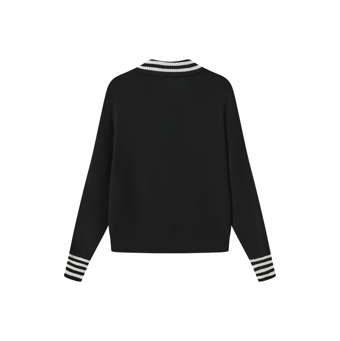 Knit Stripe Trimmed Sweater