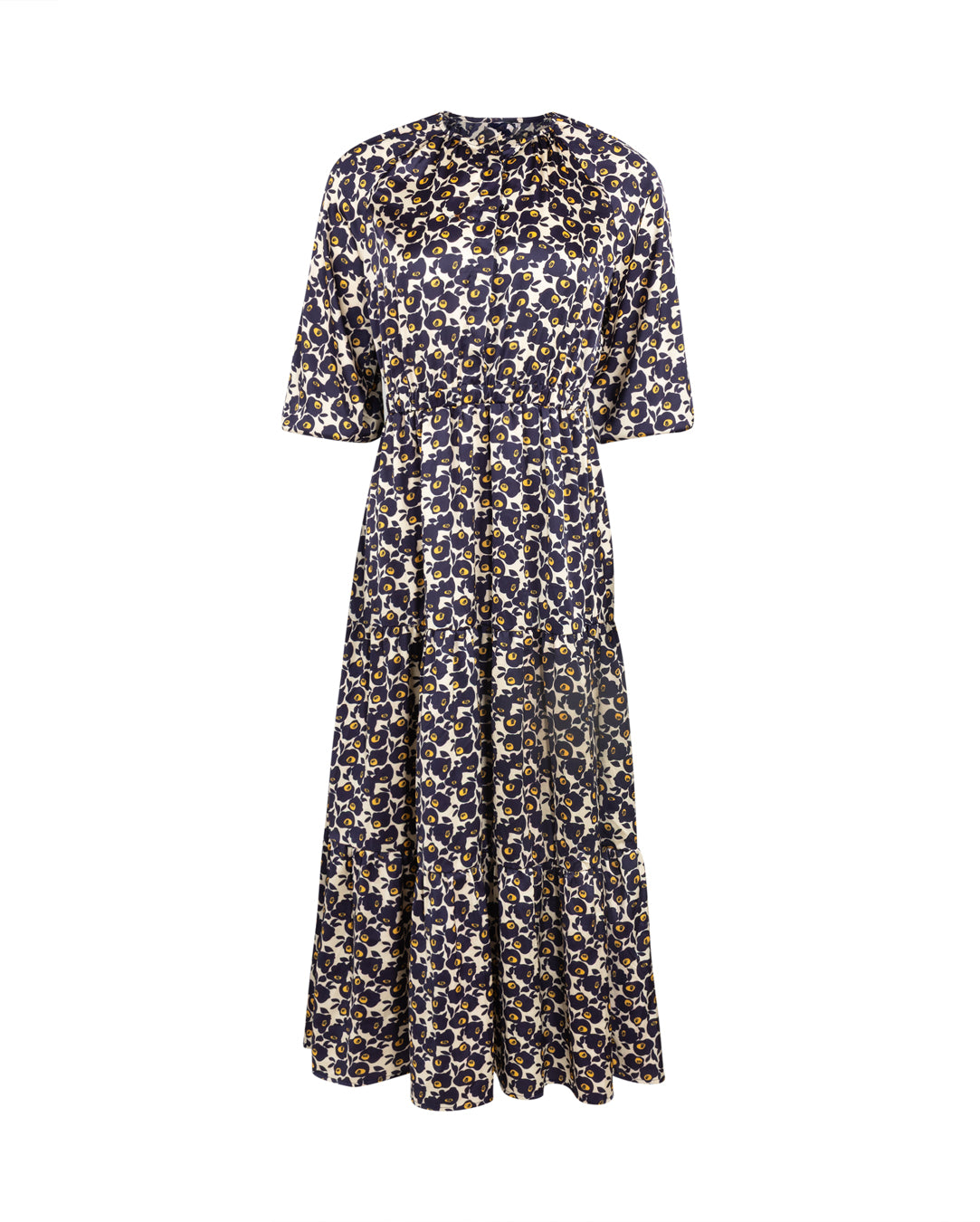 Tiered Printed Button Front Maxi Dress