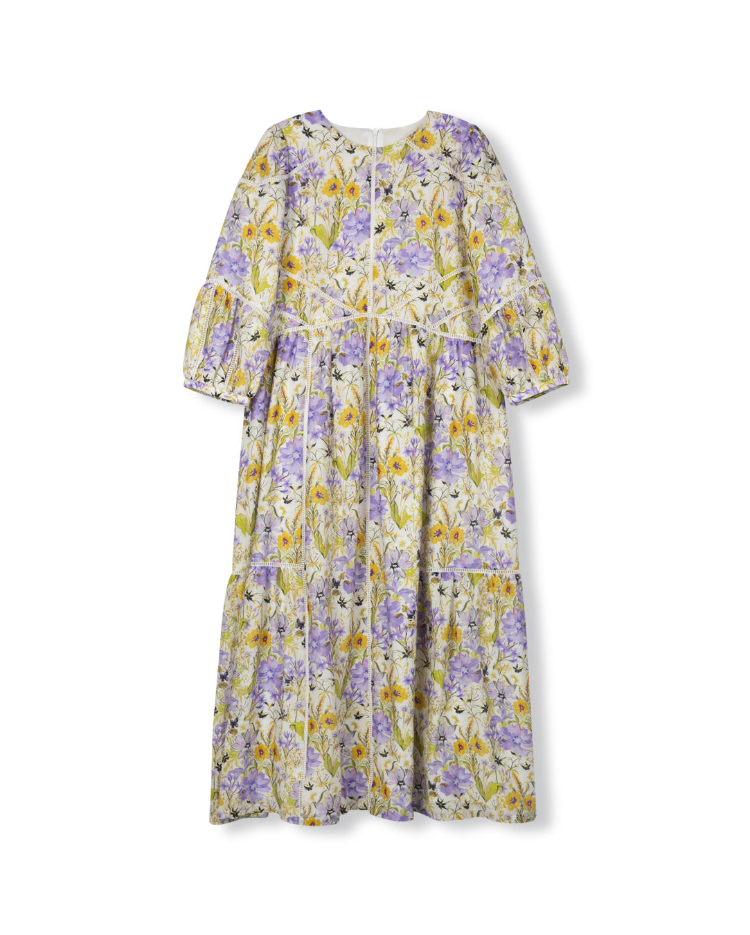 Square Fabric And Floral Midi Dress