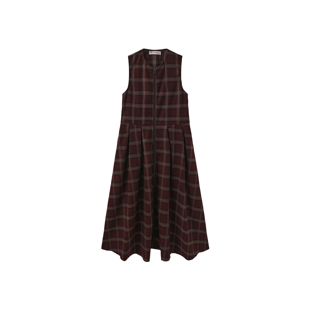Zipper Front Elastic Back Dress