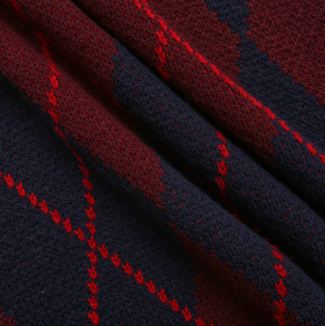 Knit Argyle Hem Sweater