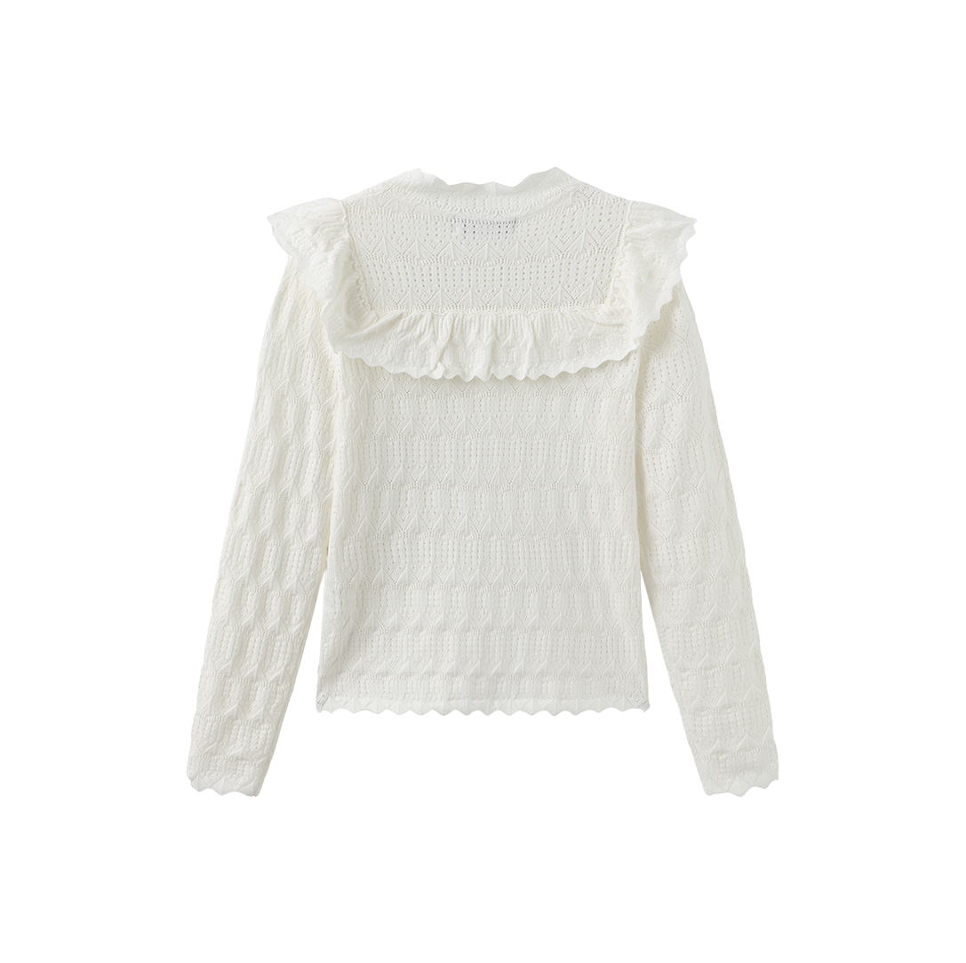 Pointelle Ruffle Sweater