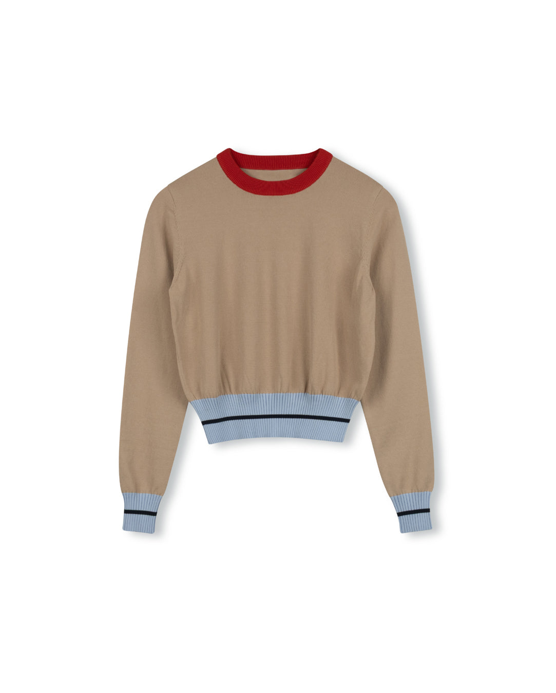 Multi Colored Crop Long Sleeve Sweater