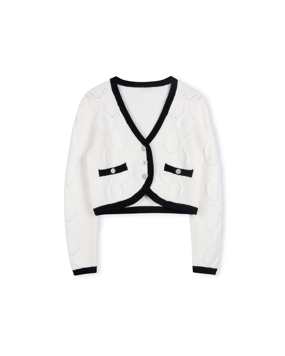 Braided Trimmed Crop Cardigan W-15614